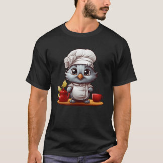 T-shirt Plumes de cuisine Cute Chef fille d'oiseau