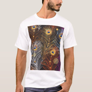 T-shirt Plumes de paon doré : motif foncé.