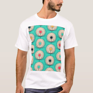 T-shirt Plumes de paon : Imaginaire bleu ivoire.