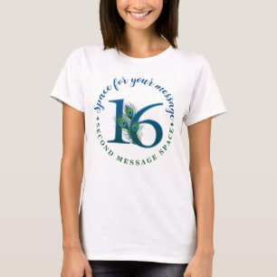 T-shirt Plumes de paon pour 16e anniversaire ou anniversai