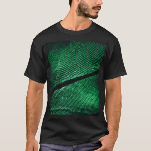 T-shirt Plumes Vertes, Belle Texture Motif.