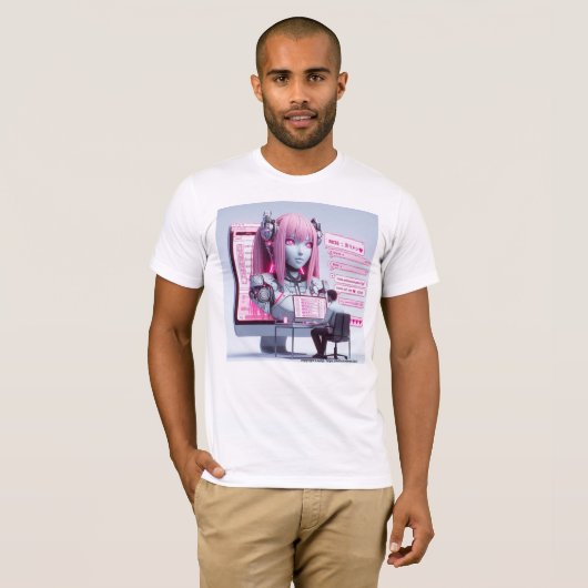 T-shirt Plus 萌 え J'Aime Les Chatbots Ai Robots Conception  (Devant entier)