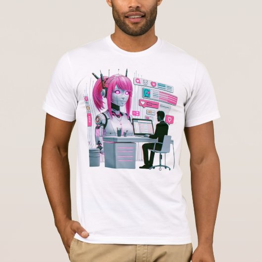 T-shirt Plus 萌 え J'Aime Les Chatbots Ai Robots Conception  (Devant)