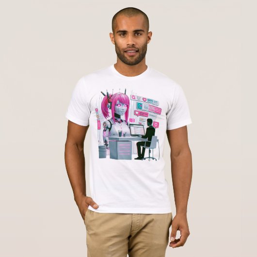 T-shirt Plus 萌 え J'Aime Les Chatbots Ai Robots Conception  (Devant entier)