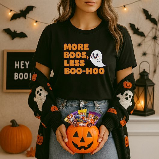 T-shirt Plus Boos Moins Boo-Hoo Halloween Ghost & Beverage