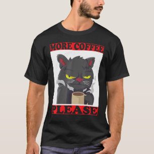 T-shirt plus de café chat féroce avec une tasse de café co
