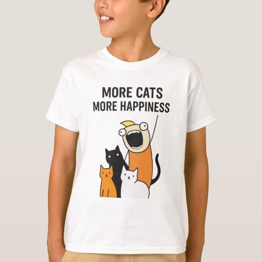 T-shirt Plus de chats Plus de bonheur (Devant)