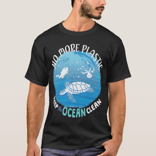 T-shirt Plus De Plastique Garder L'Océan Propre Mer Animal (Devant)