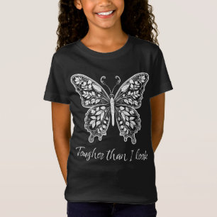 T-Shirt Plus dur que je regarde Papillon Timbre fille