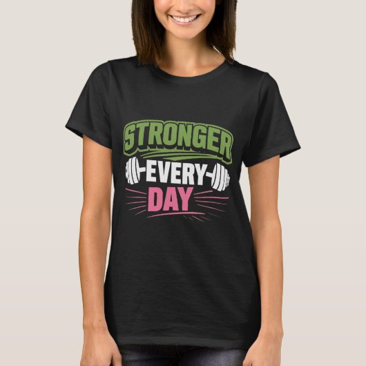 T-shirt Plus forte chaque jour GYM (Devant)