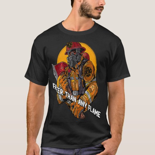 T-shirt Plus rapide que la flamme Pompier premiers réponde (Devant)