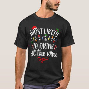 T-shirt Plus susceptible de boire tout le vin  Noël en fam