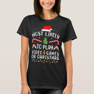 T-shirt Plus susceptible de jouer aux jeux vidéo Xmas Fami