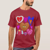 T-shirt Plusieurs coeurs colorés Valentine (Devant)