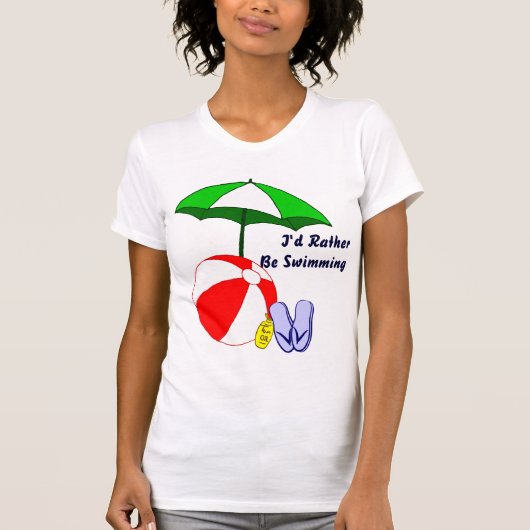 T-shirt Plutôt Être Baignade Beach Ball Parapluie Tee (Devant)
