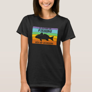 T-shirt Plutôt Pêcher Avec Grandsons Vintage Grandpa F