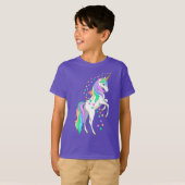 T-shirt Plutôt Rearing Rainbow Unicorn Falling Stars (Devant entier)