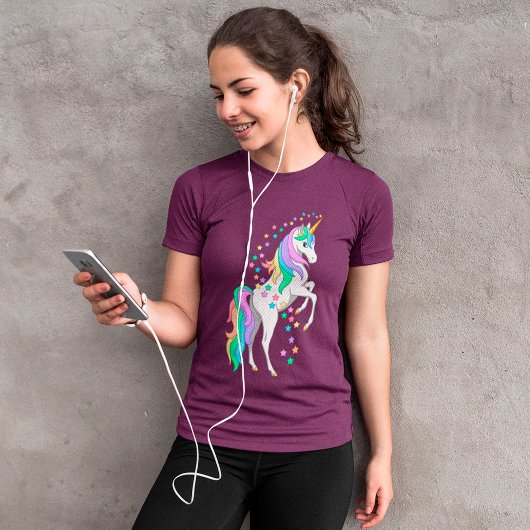 T-shirt Plutôt Rearing Rainbow Unicorn Falling Stars