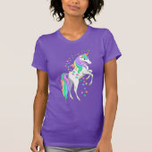 T-shirt Plutôt Rearing Rainbow Unicorn Falling Stars (Devant)