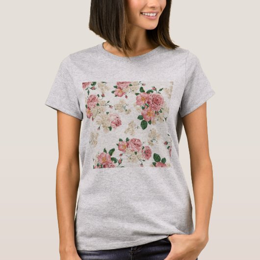 T-shirt Poche complètement de roses (Devant)