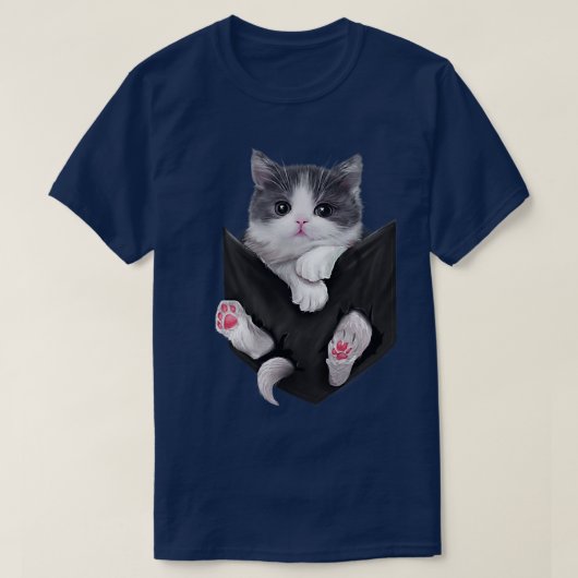 T-shirt Poche de chat blanc Kitten adorable (Design devant)