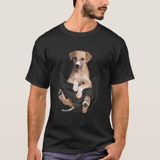 T-shirt Poche grise Cute Greyhound Puppy (Devant)