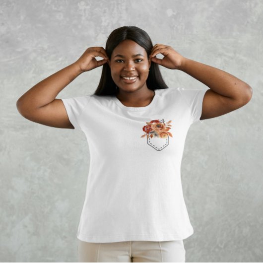 T-shirt Poche imprimée avec fleurs d'automne