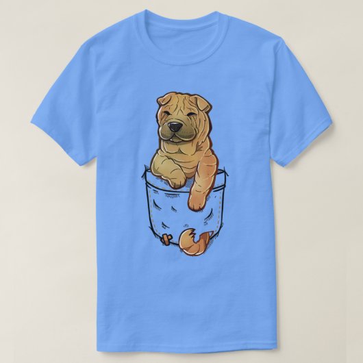 T-shirt Poche mignon Shar Pei Chien (Design devant)