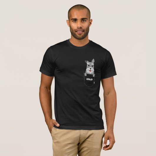 T-shirt Poche miniature Schnauzer chiot chien mignon (Devant entier)