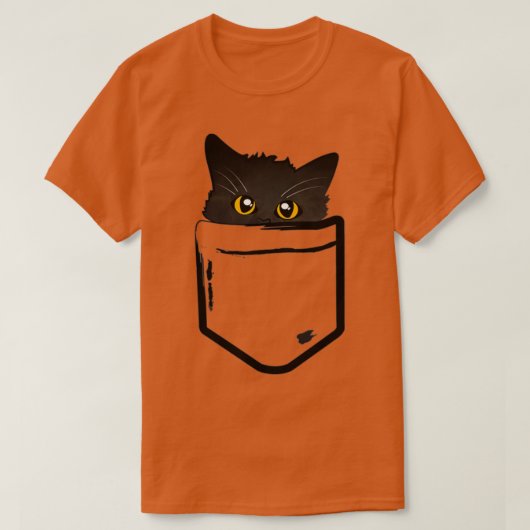 T-shirt Poche noire Peekaboo Kitten (Design devant)