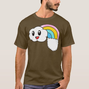 T-shirt Pocket Arc-en-ciel Kawaii Cloud Cute Funny