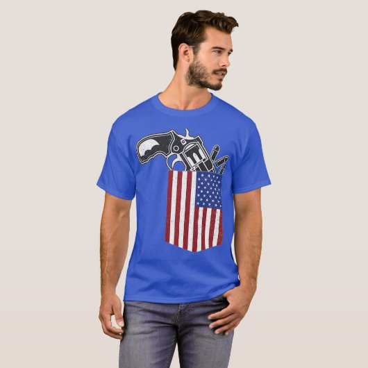 T-shirt Pocket Bullet US Gun Rights Control 2e Armoiries (Devant entier)