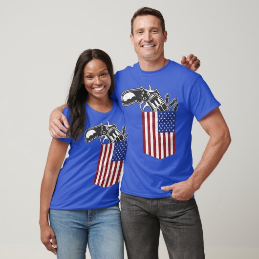 T-shirt Pocket Bullet US Gun Rights Control 2e Armoiries (Unisexe)