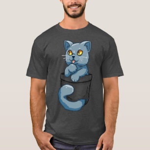 T-shirt Pocket Cute britannique Shorthair Cat