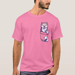 T-shirt Pocket Cute Chien coquelicot canadien