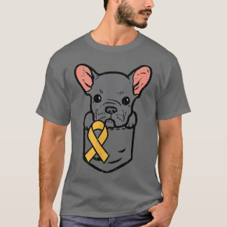 T-shirt Pocket French Bulldog Cancer de l'enfance Ruban Aw