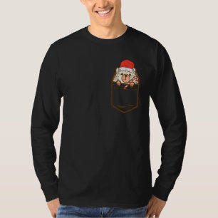 T-shirt Pocket Hérisson Père Noël Mignon Animal Noël Xmas