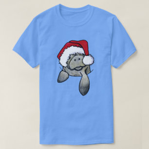 T-shirt Pocket Manatee de Noël KiniArt
