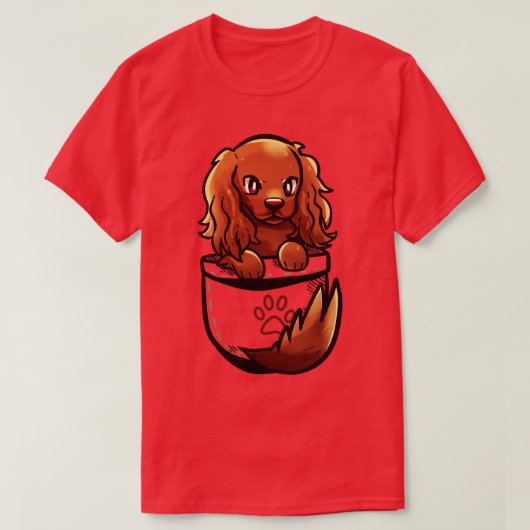 T-shirt Pocket mignonne Irlandais Setter Chien (Design devant)