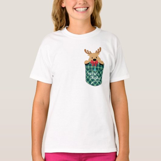 T-shirt Pocket Reindeer Christmas (Devant)