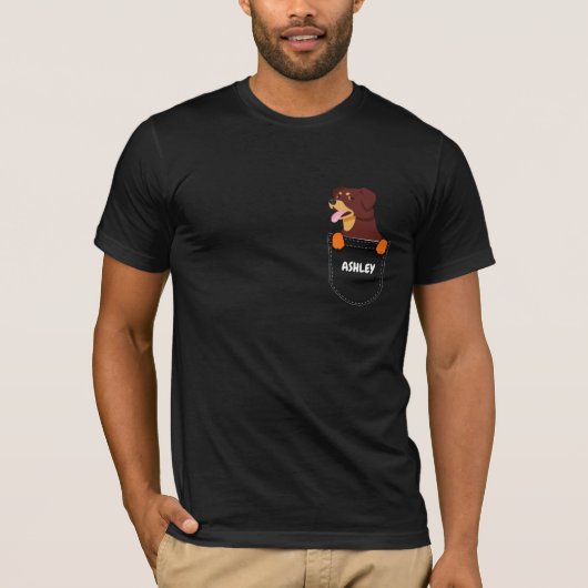 T-shirt Pocket Rottweiler chiot chien mignon (Devant)