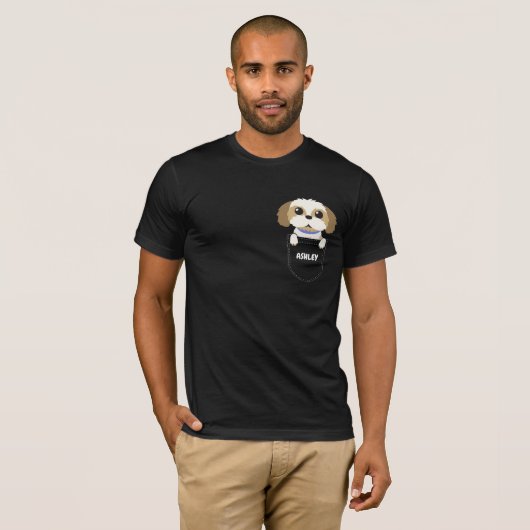 T-shirt Pocket Shih tzu chiot chien mignon (Devant entier)