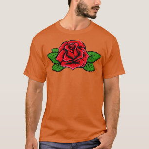 T-shirt Pocket simple Rose Rouge Fleur Romantique Loisir P