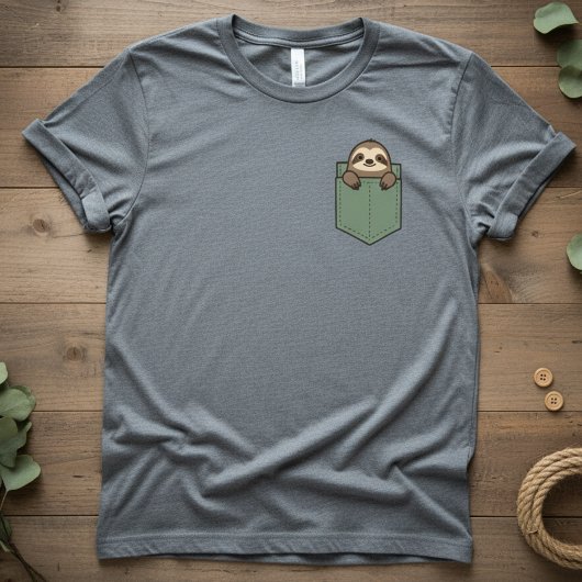 T-shirt Pocket Sloth — Cute Pocket TDesign, Minimal Sloth