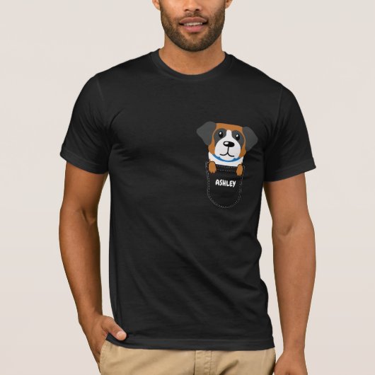 T-shirt Pocket St Bernard chiot chien mignon (Devant)