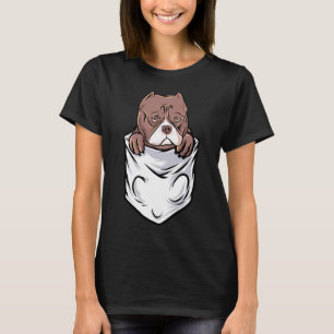 T-shirt Pocket Style Adorable Pit Bull Terrier Puppy Funny