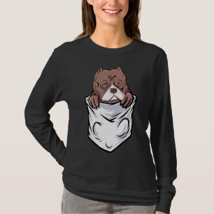 T-shirt Pocket Style Adorable Pit Bull Terrier Puppy Funny