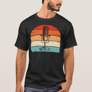 T-shirt Podcast Radio Microphone Podcaster Retro Sun