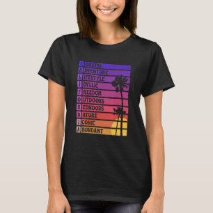 T-shirt Poème acrostiche Californie Palmiers Cali Coucher