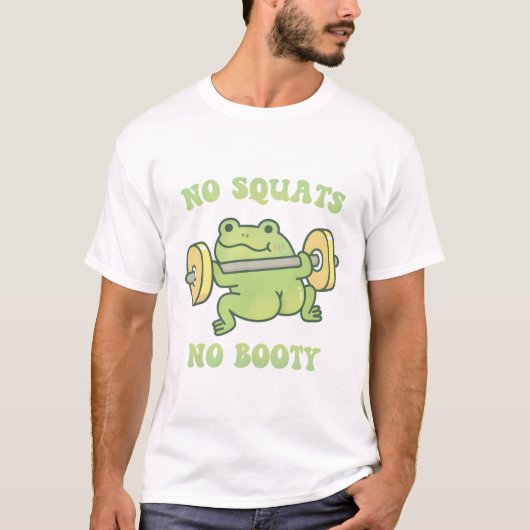 T-shirt Poids de levage de grenouille amusant Pas de squat (Devant)